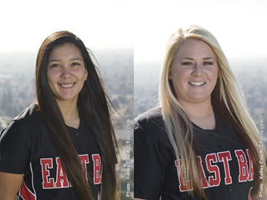 CSUEB senior softball players Taryn Thomas and Sara Holdridge